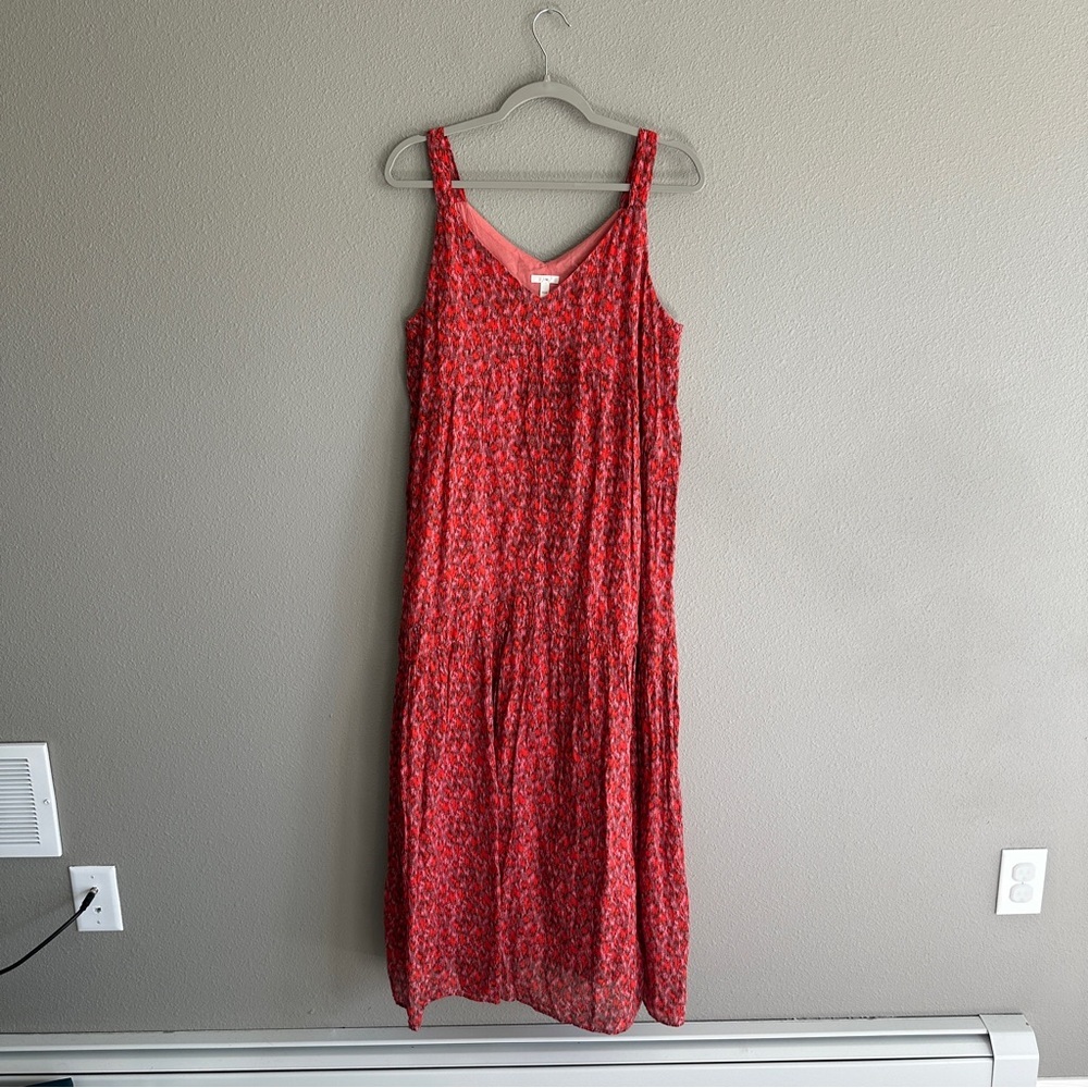 Joie Red Pink Pattern Cotton Maxi Dress Medium